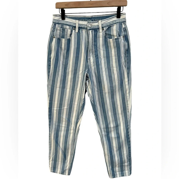 American Eagle Retro Indigo Stripe High Waist Mom‎ Jean - 6 - Picture 3 of 6
